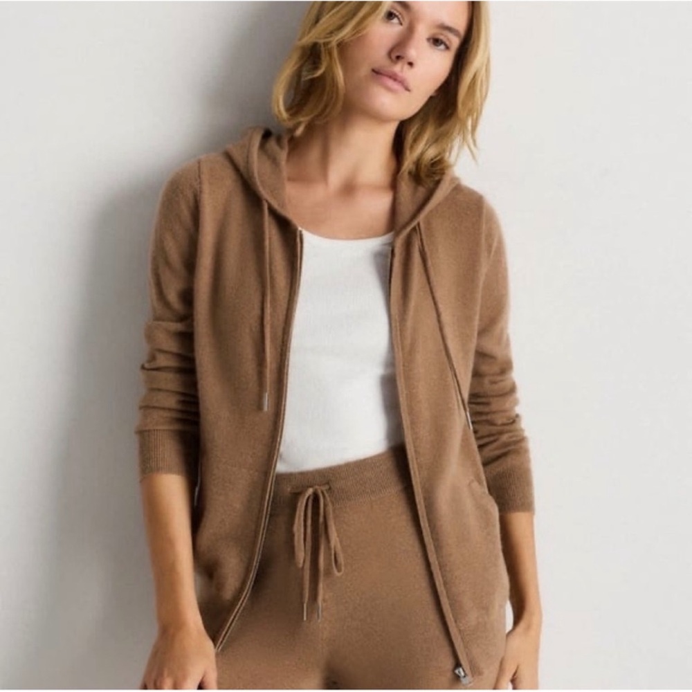 Quince Mongolian Cashmere Full Zip Hoodie Teak NWT Multiple Sizes Available